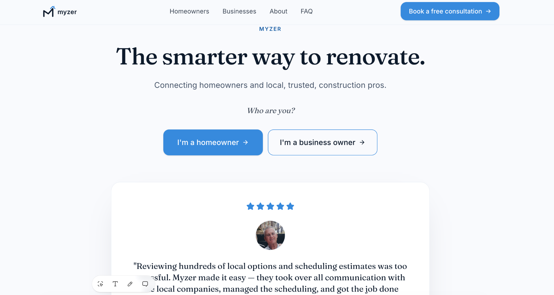 A dated, cluttered contractor website from years ago, with broken images and mismatched colors.